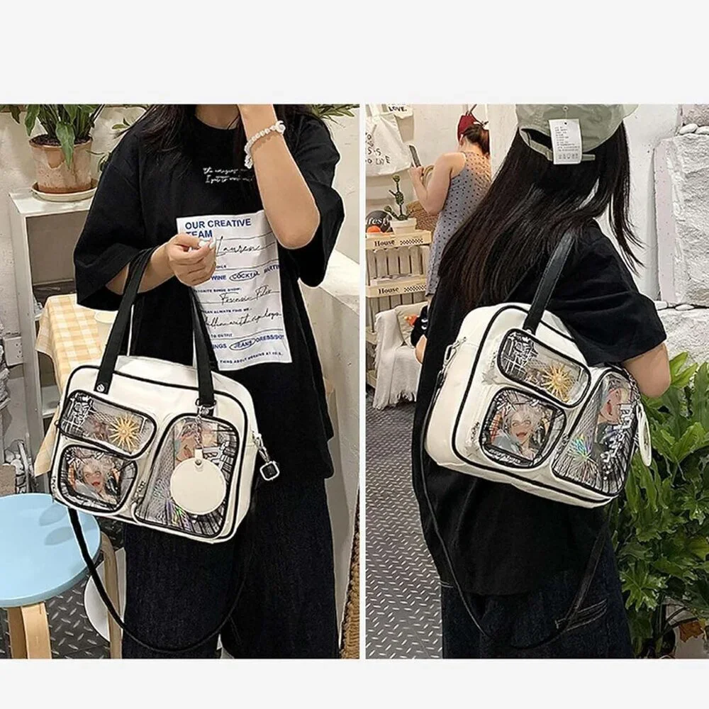 Anime Ita Bag PU Leather Large Capacity Display Pocket Shoulder Handbag